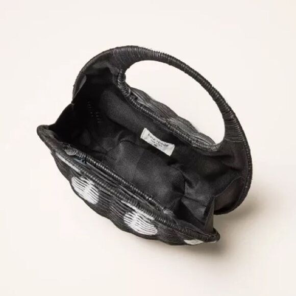 Kate Spade New York x Target Polka Dot Wicker Crescent Bag Woven Black/White NWT - Picture 2 of 6